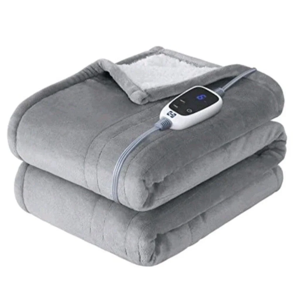 SEALY Electric Throw Blanket, Flannel & Sherpa Heated Throw 6 Heating Levels NEW